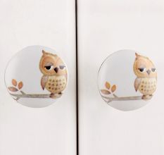 Owl Flat Ceramic Dresser Knob